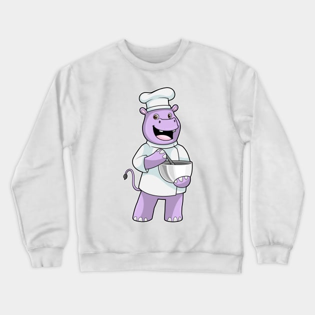 Hippo as Chef with Bowl Crewneck Sweatshirt by Markus Schnabel